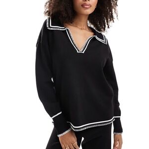 Revolve SNDYS Arlington collared sweater black